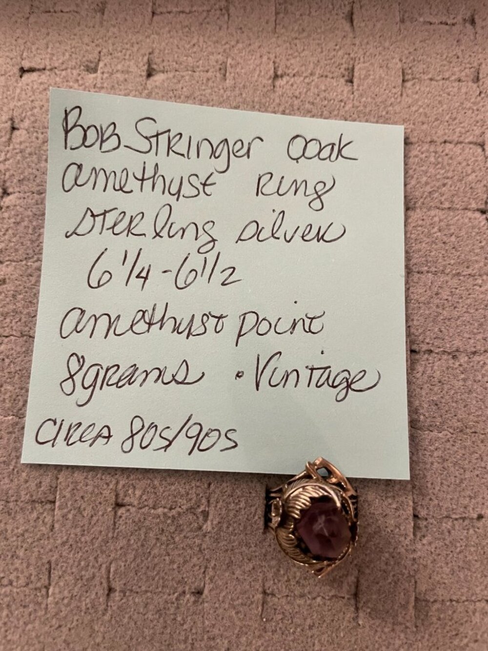 Vintage Sterling Silver Ring 6.25 6.5 Handmade Amethyst Bob Stringer Y2K $295 - Picture 13 of 15